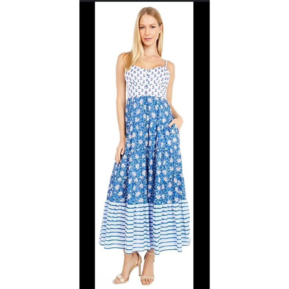 J.crew Mix block print maxi adjustable strap dress